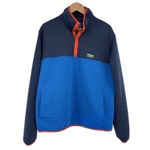 LL Bean Mens Airlight Pullover Snap XL Reg Blue Navy Colorblock